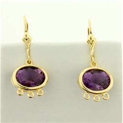 6ct TW Amethyst Dangle Earrings in 14K Yellow Gold