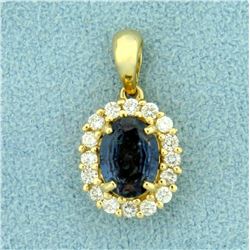 Natural 1ct Alexandrite and Diamond Pendant in 14K Yellow Gold
