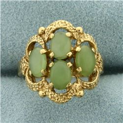 Natural Jade Ring in 10K Yellow Gold