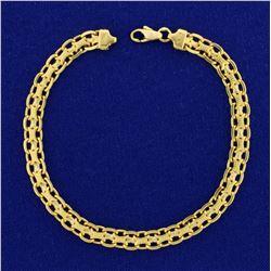 7 1/2 Inch Italian Made Designer Link Bracelet in 18K Yellow Gold