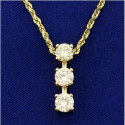 2.3ct TW 3 Stone Diamond Journey Pendant on Chain in 14K Yellow Gold