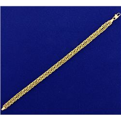 Designer Double Strand Geometric Rope Style Bracelet in 14K Yellow Gold