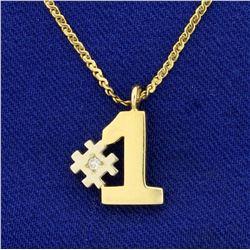 Italian Made Diamond #1 Pendant and S-Link Chain in 14K Yellow Gold