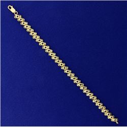 Designer Link Diamond Cut Bracelet in 14K Yellow Gold