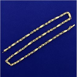 18 Inch Diamond Cut Designer Link Necklace in 14K Yellow Gold