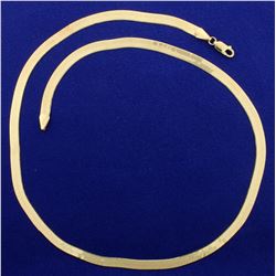 20 Inch Italian Made Herringbone Necklace in 14K Yellow Gold