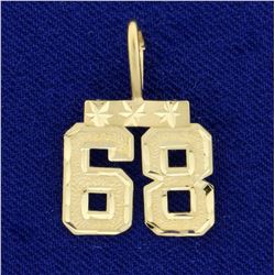 Number "68" Pendant in 14K Yellow Gold