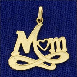 Mom Heart and Infinity Pendant in 14K Yellow Gold