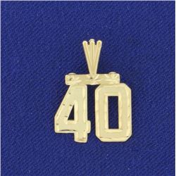 Number 40 Pendant in 14K Yellow Gold