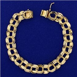 7 1/4 Inch Triple Loop Charm Bracelet in 14K Yellow Gold