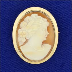 Antique Cameo Pin in 14K Yellow Gold