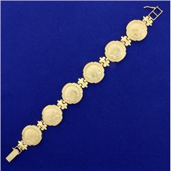 Ancient Greek or Roman Profile Design Bracelet in 14K Yellow Gold