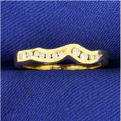 Wave Design Diamond Ring Band in 14K Yellow Gold
