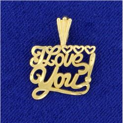 I Love You! Pendant in 14K Yellow Gold