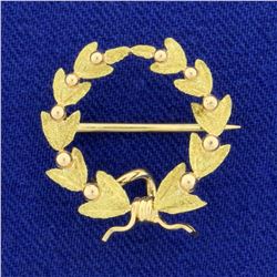 Vintage Wreath Pin in 14K Yellow and Green Gold