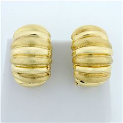 Half Hoop Wide Designer Earrings in 14K Yellow Gold