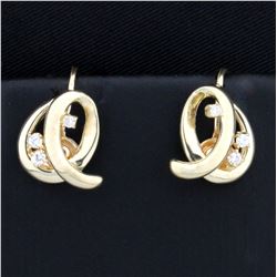 Diamond Screw-back Earrings in 14K Yellow Gold