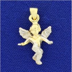 Unique Cherub Pendant in 14K Yellow and White Gold