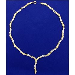 Designer Link Necklace in 14K Yellow and White Gold