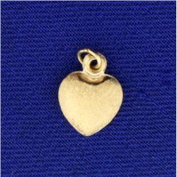 Matte Finish Heart Charm or Pendant in 14K Yellow Gold