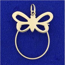 Butterfly Charm-Holding Pendant in 14K Yellow Gold