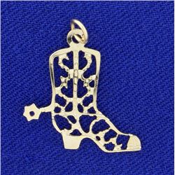 Cowboy Boot Charm or Pendant in 14K Yellow Gold