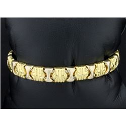 Designer Gold Cuff Bracelet in 18K Yellow and White Gold