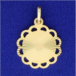 Italian Made Designer Disc Pendant in 14K Yellow Gold