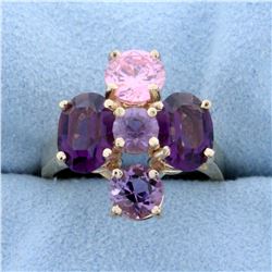 Purple and Pink Topaz Ring in 14K Yellow Gold