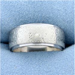 Textured Finish Wedding Band Ring in 14K White Gold