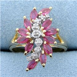 Pink Topaz and Diamond Ring in 14K Yellow Gold
