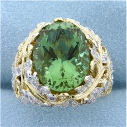 10ct Color Changing Natural Diaspore and Diamond Ring in 14K Yellow and White Gold