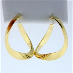 Designer Large Twisting Hoop Earrings in 18K Yellow Gold