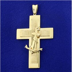 Heavy Anchor Cross Pendant in 18K Yellow Gold