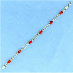 Orange Sapphire Bracelet in 10K Yellow Gold