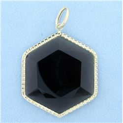 Large Hexagon Smoky Topaz Pendant in 14K Yellow Gold