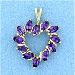 Natural Amethyst Heart Pendant in 10K Yellow Gold