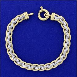 Designer Cable Link Bracelet in 18K Yellow and White Gold