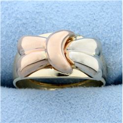 Italian Made Bow Design Ring in 14K Yellow, White, and Rose Gold