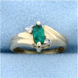 Child's Emerald and Diamond Ring in 14K Yellow Gold