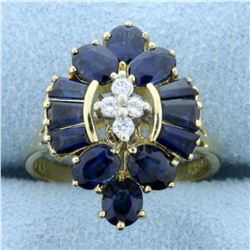 High Quality Natural Sapphire and Diamond Ring in 18K Yellow Gold