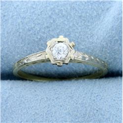 Antique Old European Cut Diamond Solitaire Ring in 14K Yellow and White Gold