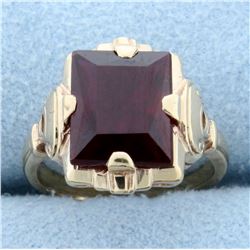Antique 3ct Lab Ruby Solitaire Ring in 10K Rose Gold