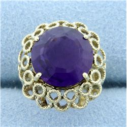 5ct Amethyst Statement Ring in 14K Yellow Gold