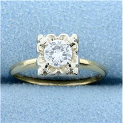 Vintage 1/2ct Diamond Solitaire Ring in 14K Yellow and White Gold