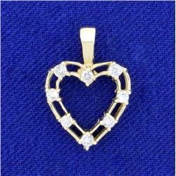 Diamond Heart Pendant in 14K Yellow Gold