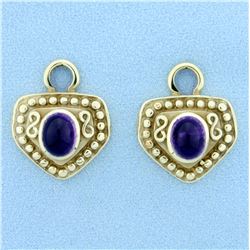 Designer Amethyst Hoop Earring Enhancers in 14K Yellow Gold