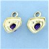 Image 2 : Designer Amethyst Hoop Earring Enhancers in 14K Yellow Gold