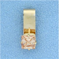 1ct Natural Morganite Pendant or Slide in 14K Yellow Gold