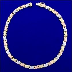 17 1/4 Inch X Link Necklace in 14K Yellow, White, and Rose Gold